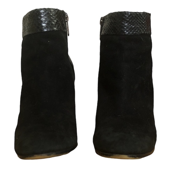 Sam Edelman Black Block Heel Leather and Suede Ankle Booties - Picture 4 of 7